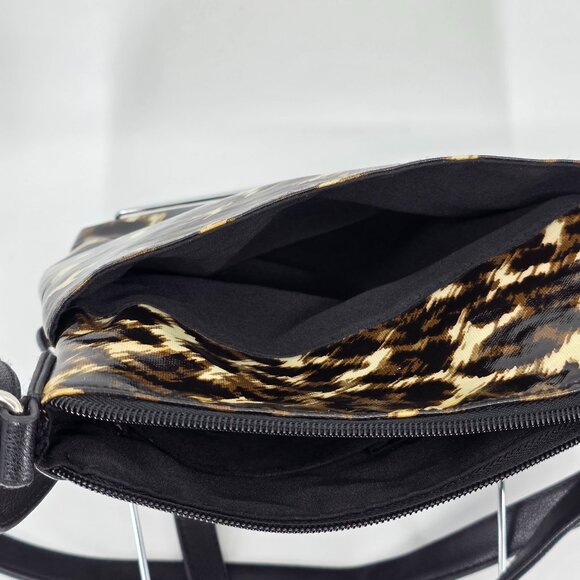 Style & Co Patent Leopard Print Double Zip Crossbody Messenger Bag - Picture 5 of 10